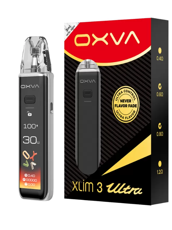 OXVA Xlim 3 ULTRA Pod Kit - Midnight Black, Metal Silver - Image 3