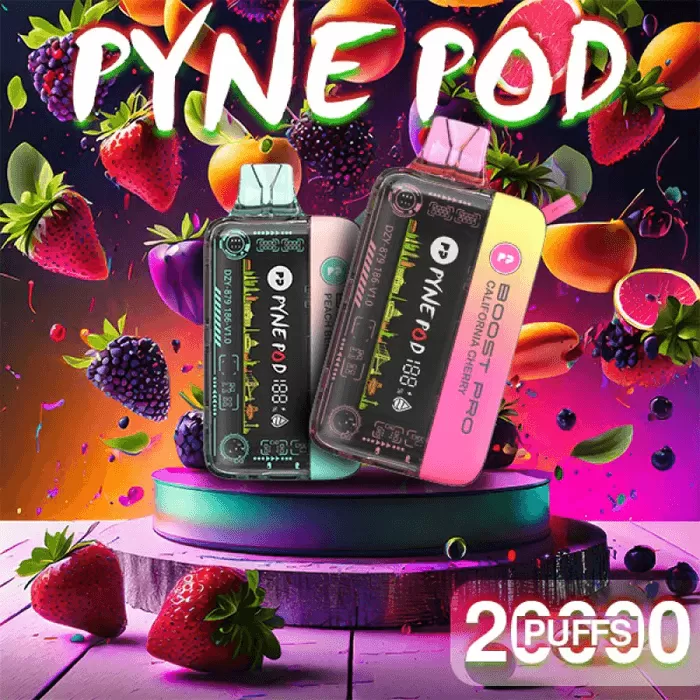 Pyne Pod Boost Pro - Rechargeable Disposable Vape (20,000 Puffs) - Blueberry Cotton Candy / 50 mg - Image 2