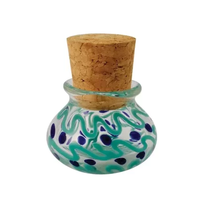 Multicolored Glass Jar w/ Squiggles & Dots 2.5
