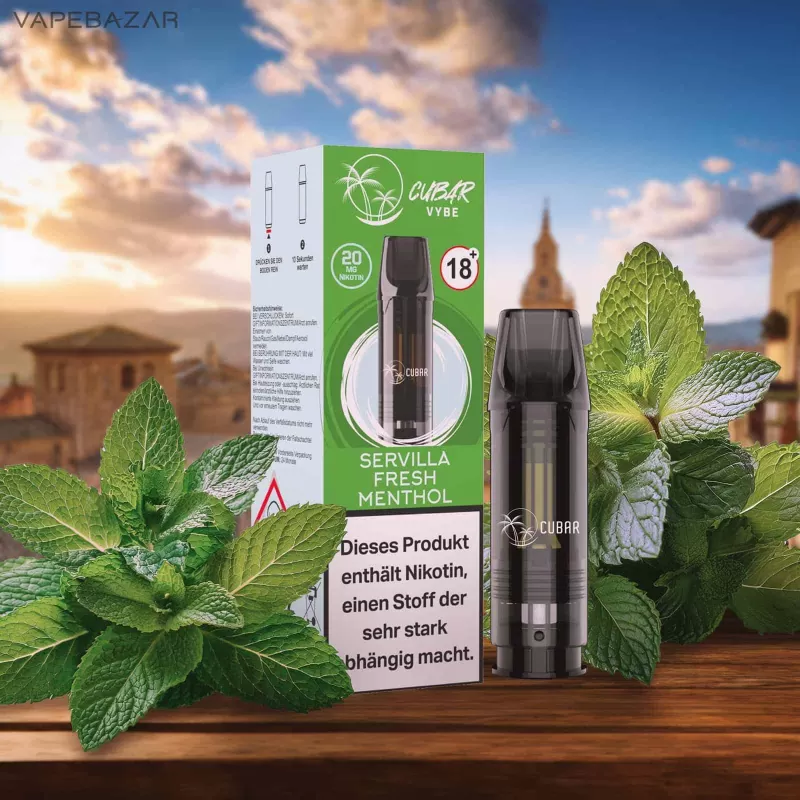 CUBAR Vybe Pod – Servilla Fresh Menthol - Cubar Vybe / 20mg/ml / 2ml / ca. 600 / Propylenglykol / Nikotin / Glycerin / Aromen / Ja / Menthol