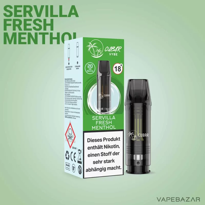 CUBAR Vybe Pod – Servilla Fresh Menthol - Cubar Vybe / 20mg/ml / 2ml / ca. 600 / Propylenglykol / Nikotin / Glycerin / Aromen / Ja / Menthol - Image 2