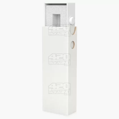 Child Resistant & Sustainable | 100% Recyclable Slim Cardboard Vape Cartridge Box w/ Press Button & Foam Insert | 100mm – White – 100 Count