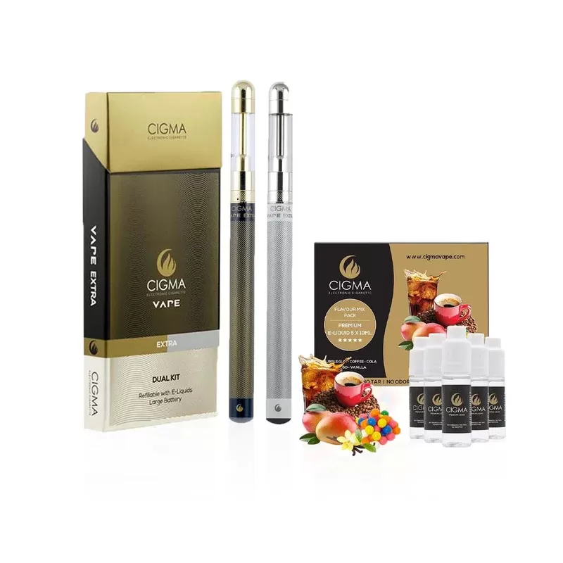 Cigma – Vape dual kit extra + Flavour mix 5 pack liquid