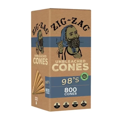 Zig Zag 98’s Unbleached Bulk Cones | Box of 800