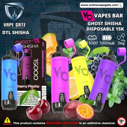 Vapes Bar Ghost Shisha Disposable Vape (15,000 PUFFS) - Grape Mint / 5 mg