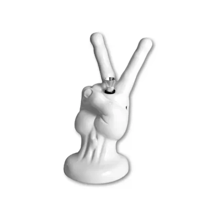 Peace Sign Hand Ceramic Water Pipe