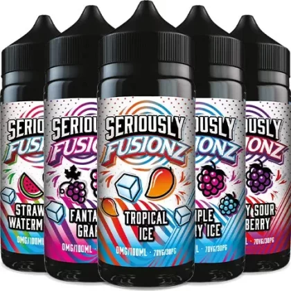 Doozy Seriously Fusionz 100ml Shortfill E-Liquids - Flavour#Fantasia Grape>Cherry Sour Raspberry>Strawberry Watermelon Ice>Triple Berry Ice>Tropical Ice Blast>White Peach Lemon