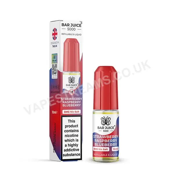 Bar Juice 5000 Strawberry Raspberry Blueberry Nic Salt E-Liquid - Vapestreams Co