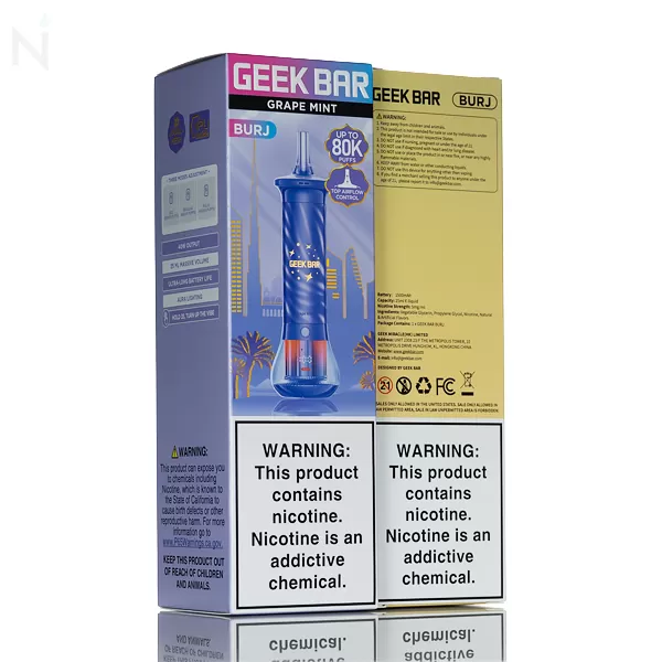 Geek Bar Burj 80K 80,000 puff Shisha Disposable Vape - 25mL - Blueberry Gum - Image 3