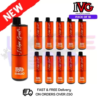 Box Of 10 – Peach Mango ICE IVG 2400 Prefilled Vape Pen Kit