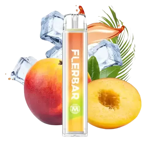 Flerbar – Peach Ice - Flerbar / Ice / Pfirsich / 550 mAh / Propylenglykol / Nikotin-Benzoat / pflanzliches Glycerin / Aromastoffe / Nikotin / 1-Ethylpiperidin-3-ol / 20mg/ml / ca. 600