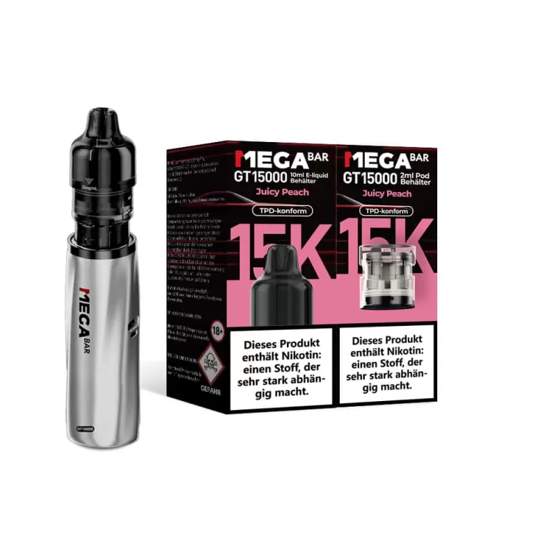 MEGABAR GT15000 Prefilled Pods – Juicy Peach (2+10ml) - Image 2