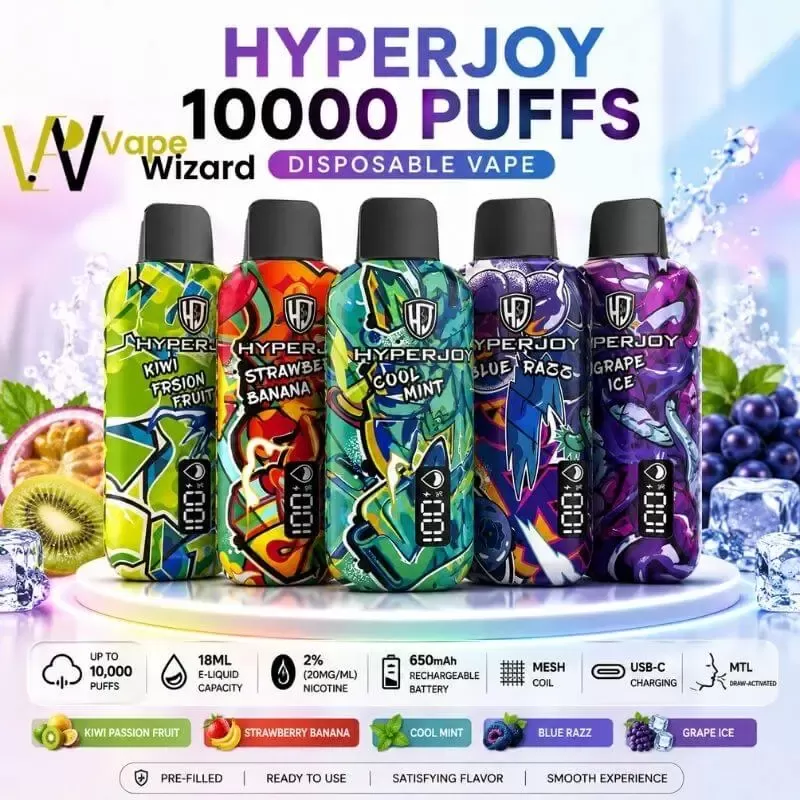 HYPERJOY Limited Edition 10000 Puffs Disposable Vape - Blue Razz, Cool Mint