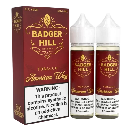 BADGER HILL RESERVE - American Way - 120ML E-Liquid (Twin 60ML Pack) - 3MG