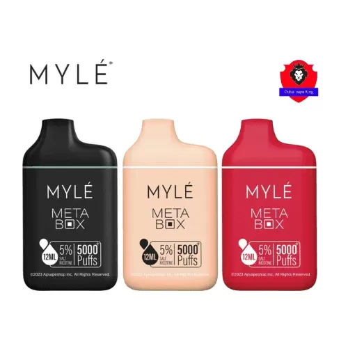Myle Meta Box 5000 Puffs(50&20Mg) - flavor#Apple>Blueberry>Coconut>Grape>Lemon>Lush Ice>Mango>Mint>Peach>Strawberry>Tobacco>Tropical Fruit Mix>Watermelon (ADF9DC)