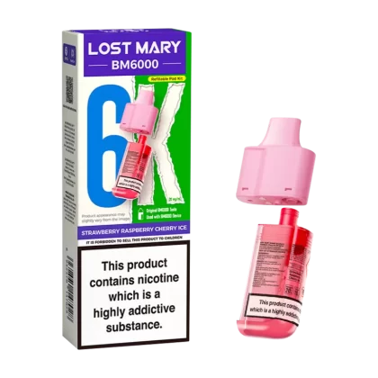Strawberry Raspberry Cherry Ice Lost Mary BM6000 Refill Pack - 20mg - Vape Product