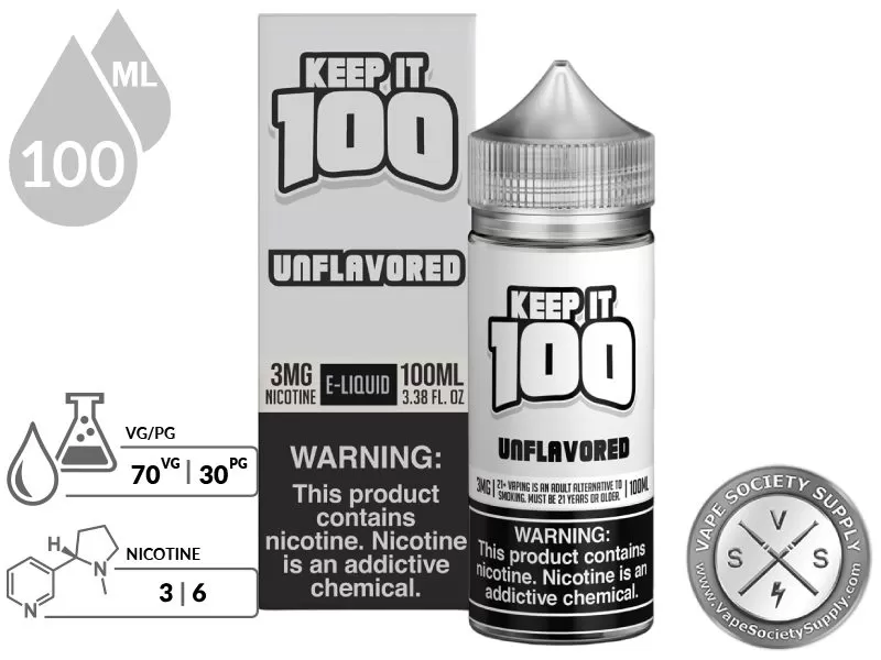 Unflavored by Keep It 100 Vape Juice 100ml - Image 2