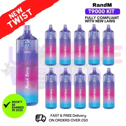 Peach Berry Randm T9000 Puffs Box Of 10