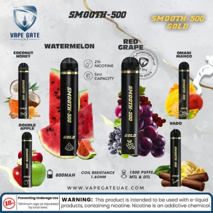 Smooth-500 Gold (1500 MTL & DTL Puffs) - Watermelon