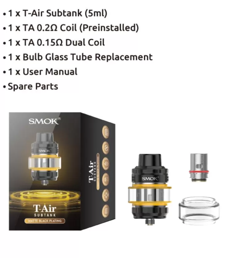 Smok T-Air Subtank - Gold - Vapeciga - Image 3