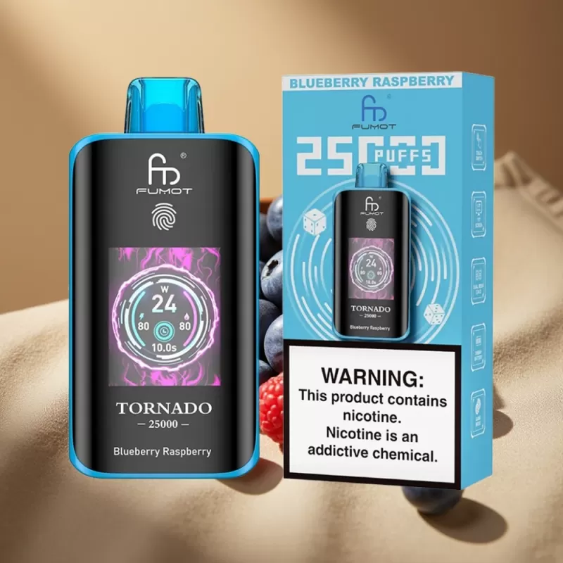 Fumot Tornado 25000 Puffs HD Screen 700mAh Blueberry Raspberry - Image 2