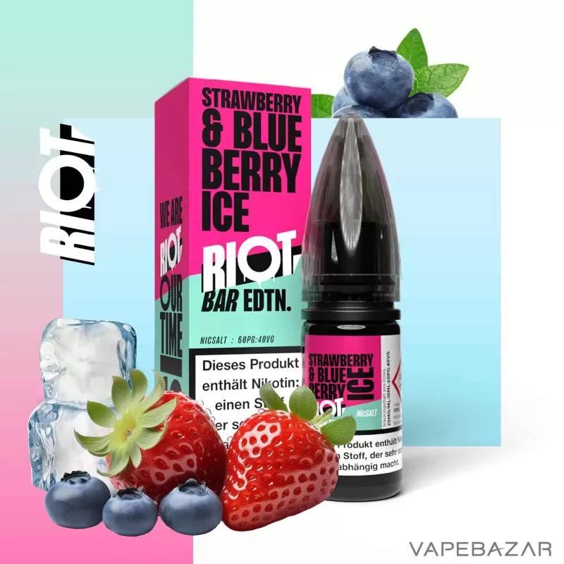 Riot Salt Bar Liquid – Strawberry Blueberry Ice - Vapebazar