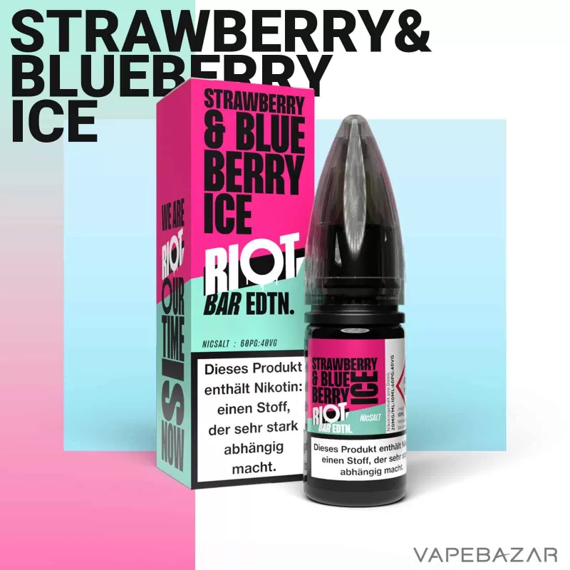 Riot Salt Bar Liquid – Strawberry Blueberry Ice - Vapebazar - Image 2
