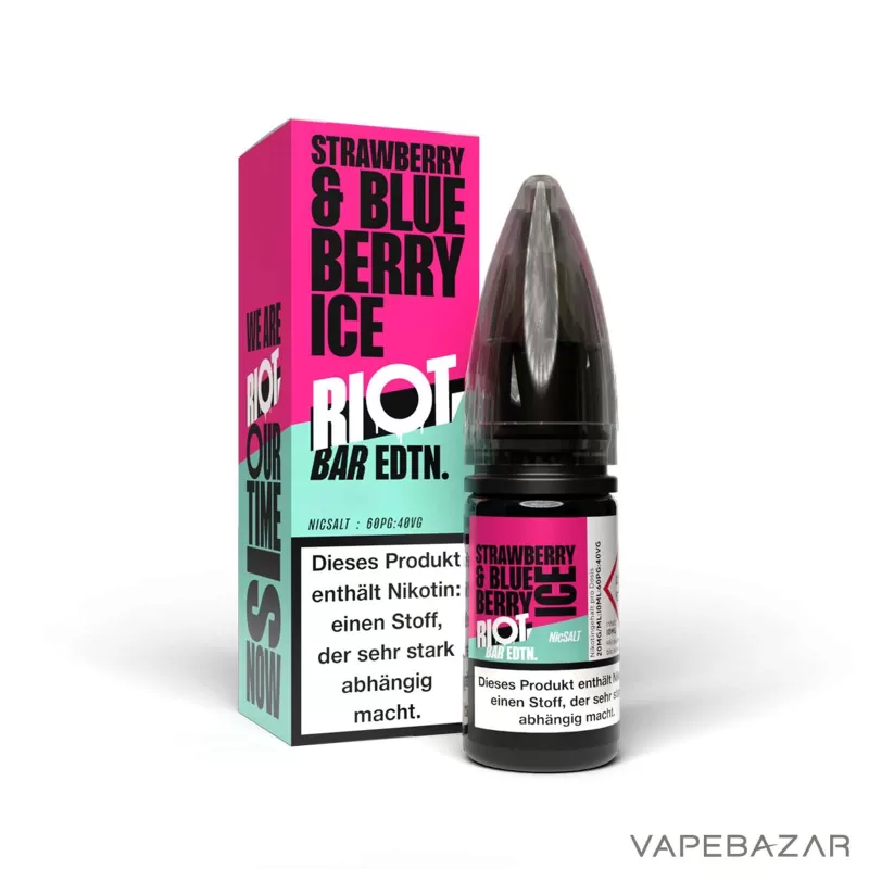 Riot Salt Bar Liquid – Strawberry Blueberry Ice - Vapebazar - Image 3