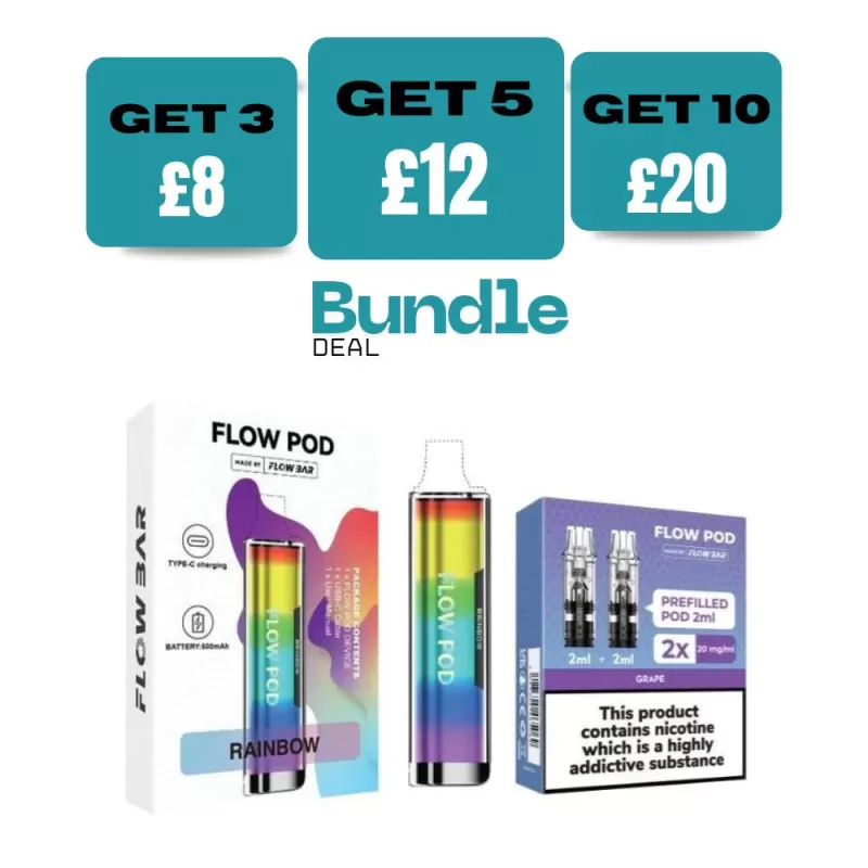 Flow Pod CP600 Pod Kit + Flow Pod Prefilled Pods (Bundle) - Midnight Black / Strawberry Ice