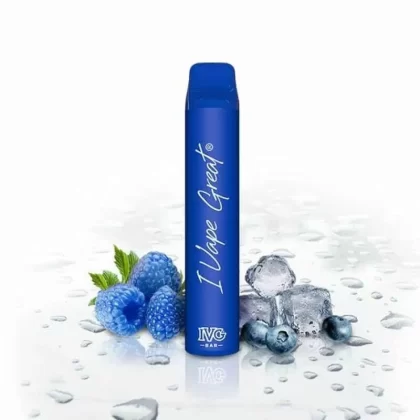 IVG BAR – Blue Raspberry Ice - IVG BAR / Ice / Himbeere / Nikotin-Benzoat / Propylenglykol / pflanzliches Glycerin / Aromastoffe / 20mg/ml / 550 mAh / ca. 800
