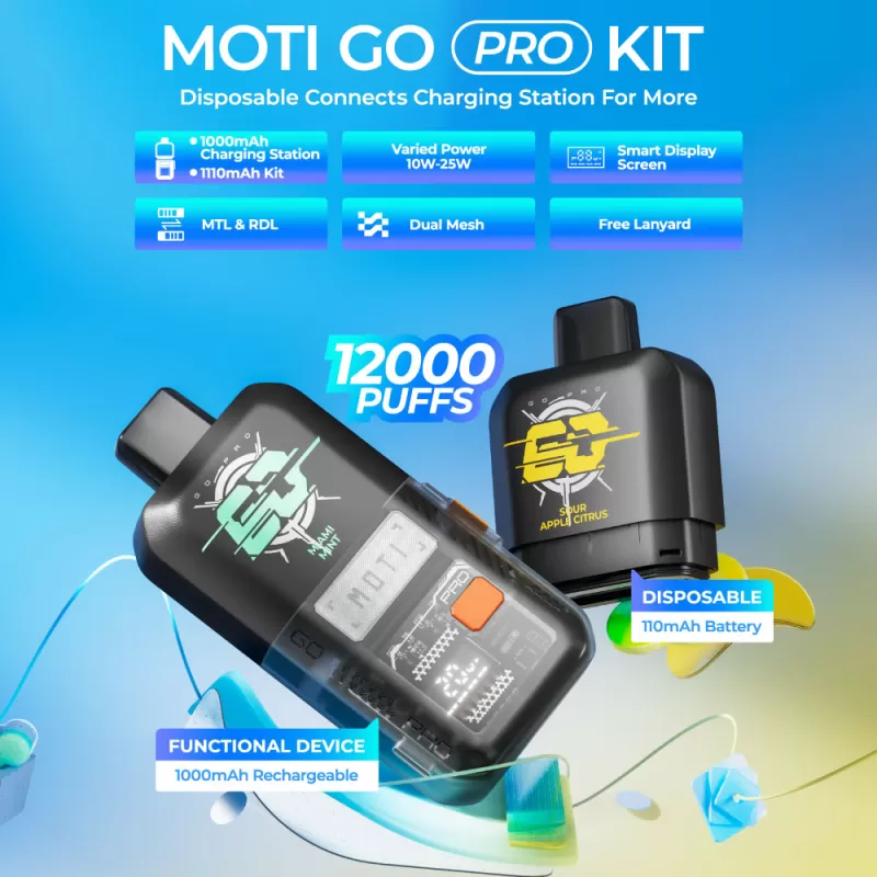 MOTI Go Pro Kit Disposable Device – 12000 Puffs - Banoco