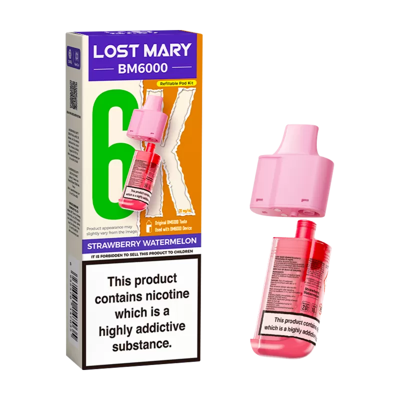 Strawberry Watermelon Lost Mary BM6000 Refill Pack - 20mg - Vape Product (C86D7C)