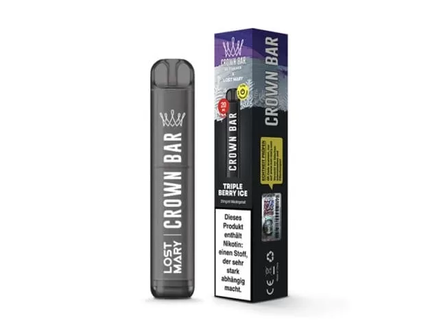 Crown Bar Al Fakher x Lost Mary – Triple Berry Ice - Crown Bar / Beeren Mix / Ice / Aromastoffe / Nikotin-Benzoat / Ethylmatol / 2-isopropyl-N,2,3 -trimethylbutyramide / 550 mAh / 20mg/ml / ca. 600