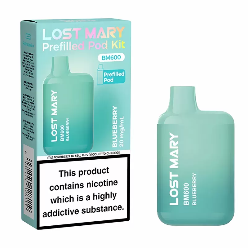 Lost Mary BM600 Prefilled Pod Vape Kit - Blue Razz Ice - Image 2