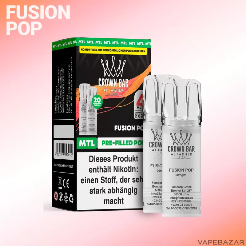 Al Fakher Pods Crown Bar 600 – MTL 20mg – Fusion Pop