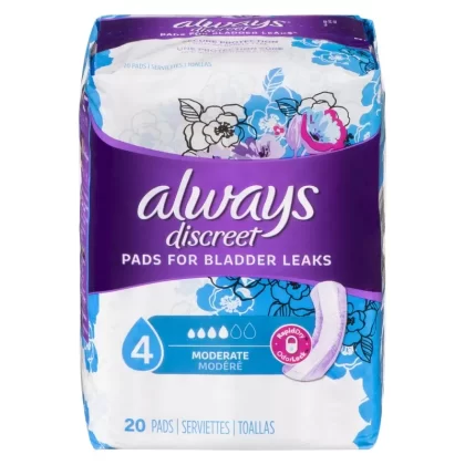 Always Discrete Moderate Protection Pads, 20 Pack