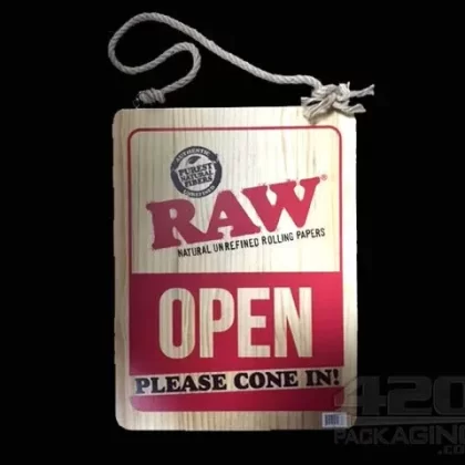 RAW Wood Hanging Open-Closed Sign - Vape Store