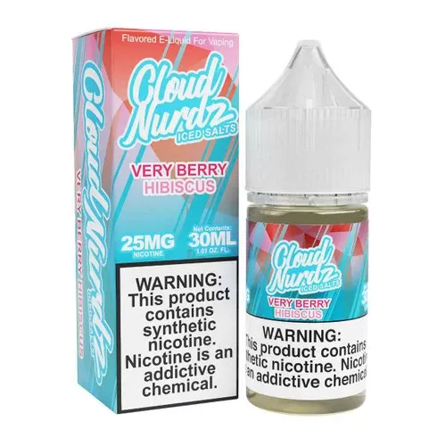 Cloud Nurdz Salts Iced Very Berry Hibiscus Synthetic Nicotine 30ml E-Juice - Eliquidsupply