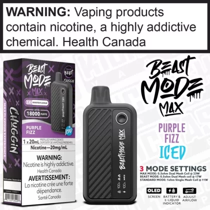 Chuggin’ Purple Fizz Iced BEAST MODE MAX 20mL Disposable by Flavour Beast