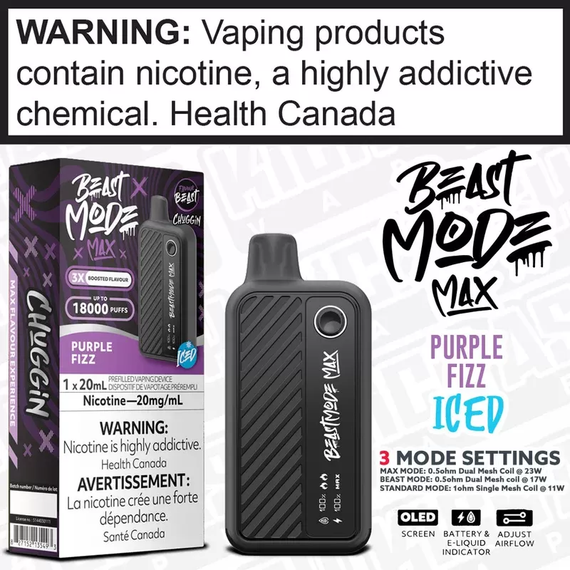 Chuggin’ Purple Fizz Iced BEAST MODE MAX 20mL Disposable by Flavour Beast