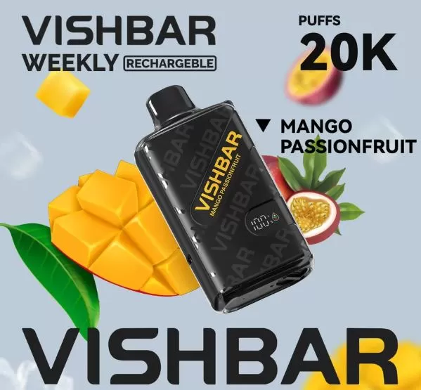 Vishbar Weekly Rechargeable Disposable Vape (20,000 Puffs) - Raspberry Mint / 50 mg - Image 2
