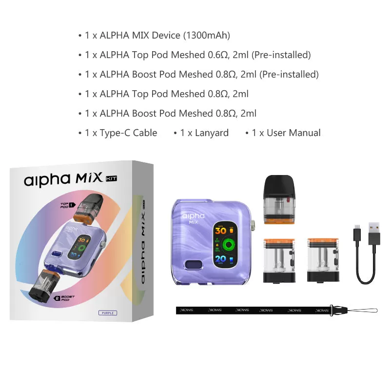 SMOK Alpha Mix Kit 1300mAh - Purple - Image 3
