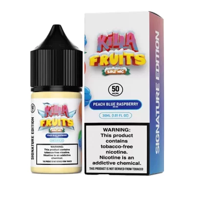 Sale $10.20 – Peach Blue Raspberry on Ice by Killa Fruits Signature TFN Salts Series 30mL