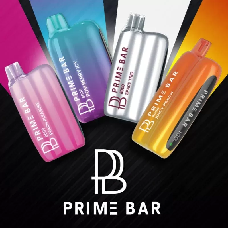 PRIME BAR 8000 PUFF 5% - FLAVORS#BLUEBERRY RASPBERRY>COOL MINT>FROZEN BANANA>FROZEN STRAWBERRY>FUSION>GRAPE>GUM MINT>ICE POP>LAFFI TAFFI>LEMON LIME>PEACH PLEASURE>MAGIC MOON>SPACE TRIO>SPECT