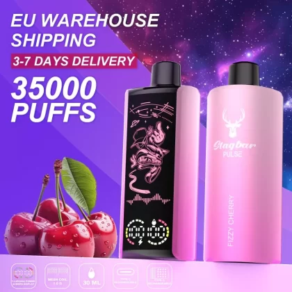 STAG BAR Pulse 35000 – 35K Puffs Full LED Display 2% 5% Nicotine Disposable Vape - 35000 puffs; Vape Product, Vape Product; Blue Razz Ice, Blueberry Ice