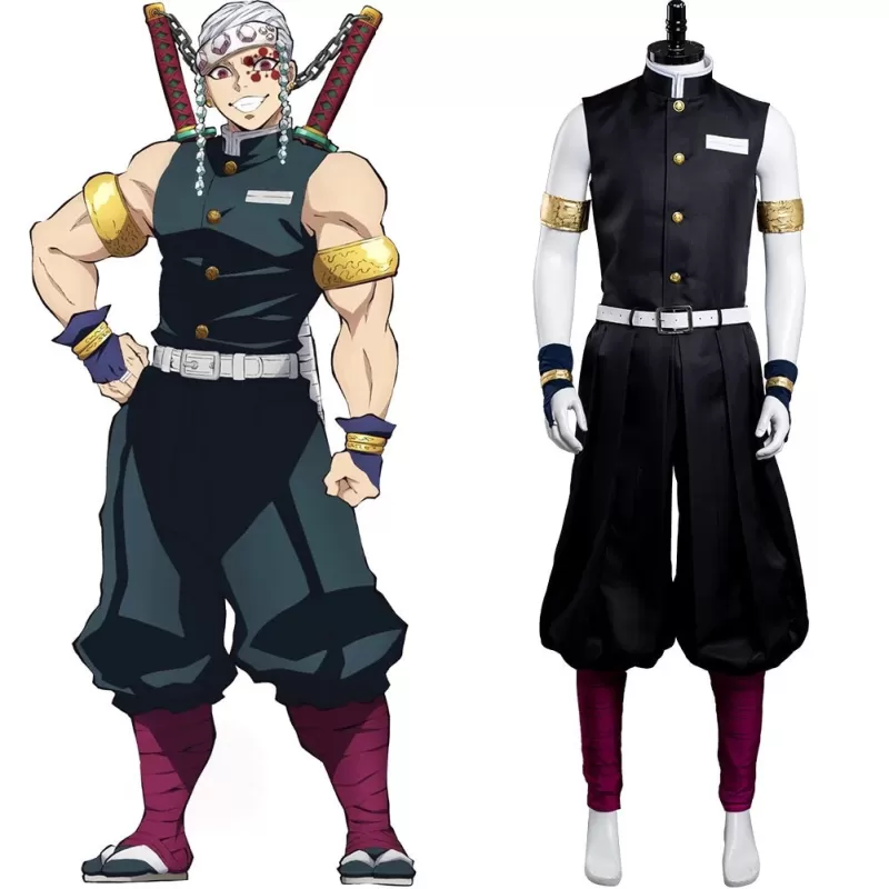 Sound Breathing Pillar Uzui Tengen Cosplay Costume - Flashy Headband Demon Hunter Outfit - Image 2