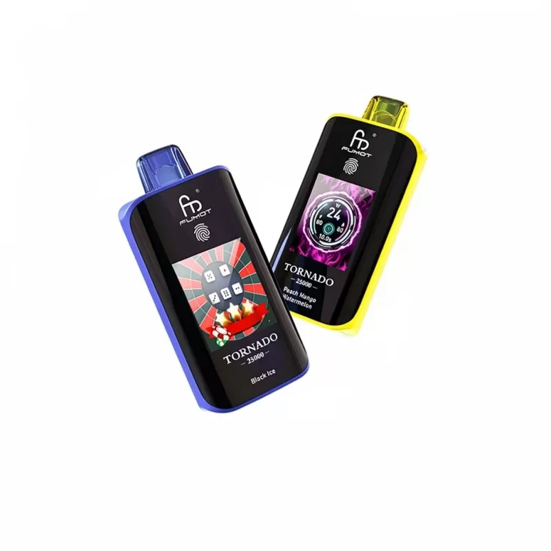 Fumot Tornado 25K Smart Screen Disposable Vape 25000 Puffs - 1. Banana Ice, 2. Strawberry Watermelon; 2-nicotine, 5-nicotine (27D19D)