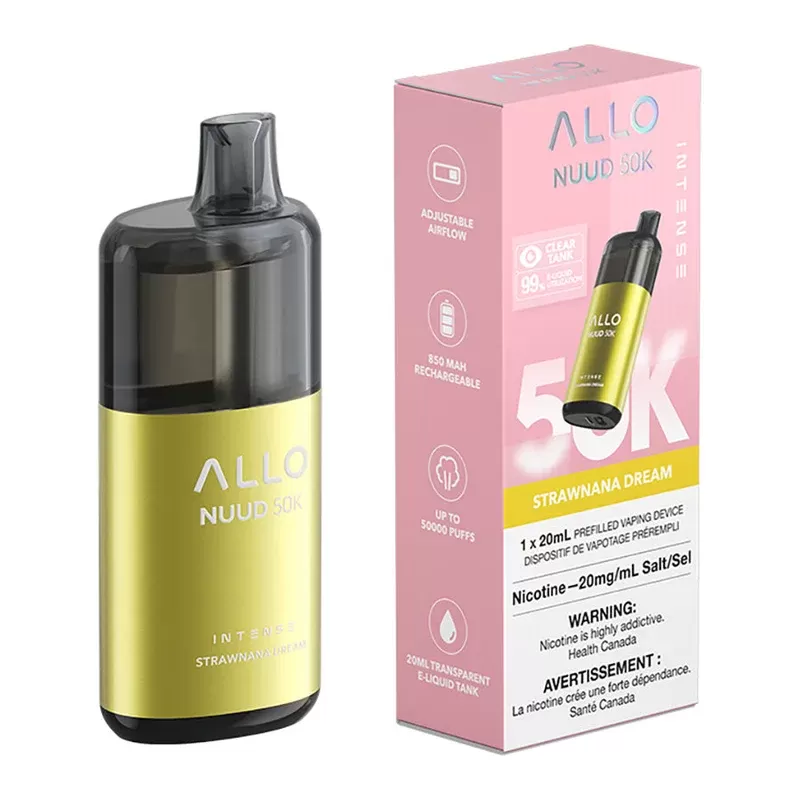Allo Intense Nuud 50K Disposable Vape Device – Strawnana Dream 20ml - Nicotine Strength#20mg/ml