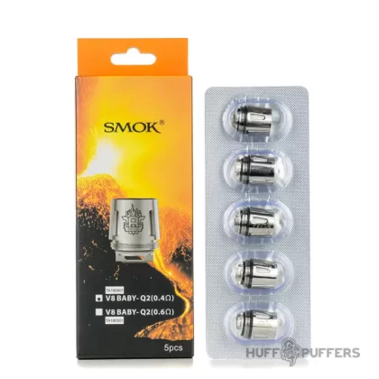 Smok TFV8 Baby Q2 Coils - 0.4 ohm Dual Coil (55–65W), 0.6 ohm Dual Coil (30–40W)