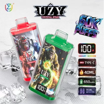UZY Crystal Star 60K | 60000 puffs, smart display, dual mesh coil, 12 options, bulk disposable vape - Aiviouvapes